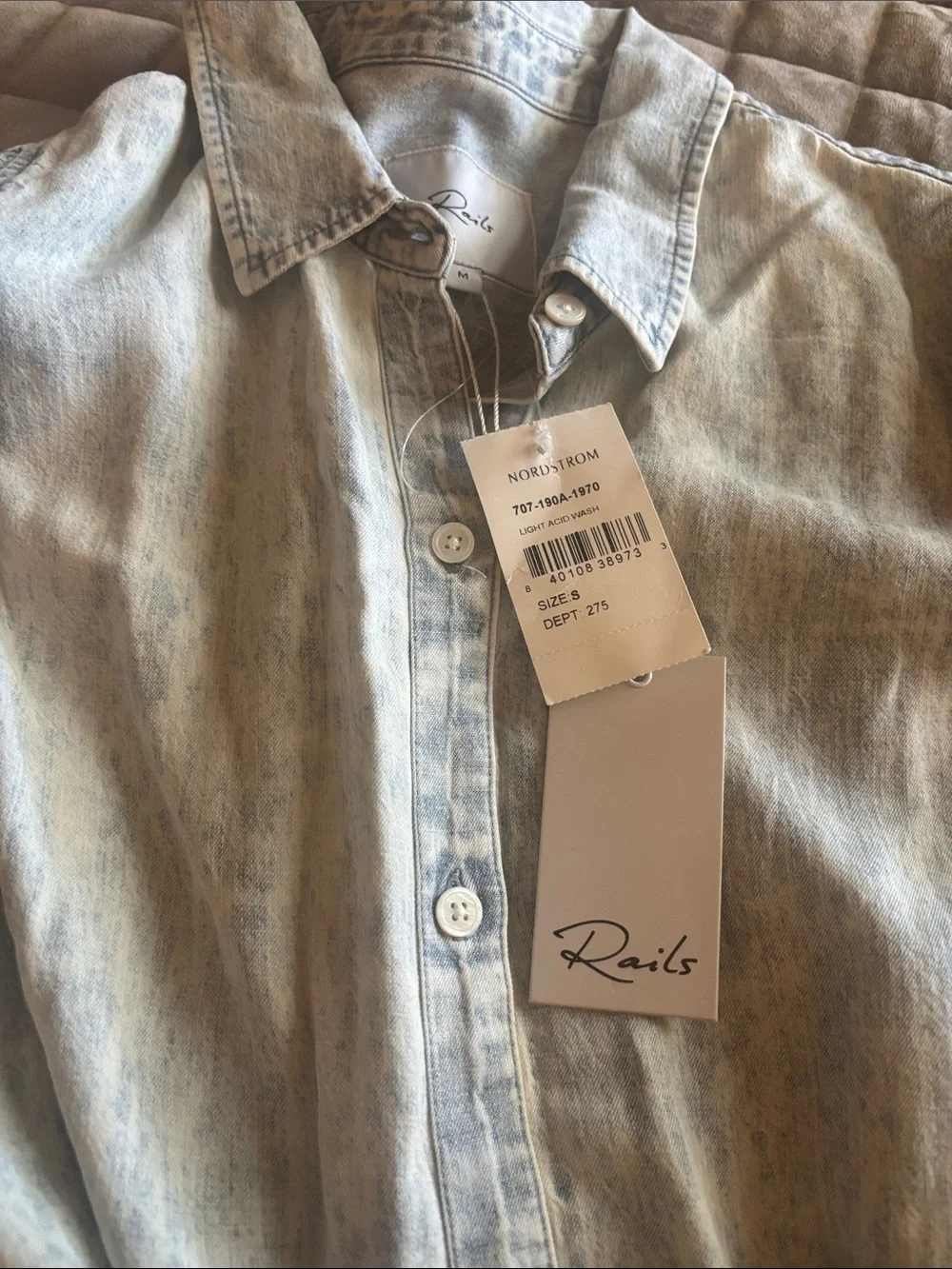 NWT Rails Adele Belted Mini Shirt Dress Light Acid Wash Denim Medium $218 - Picture 6 of 9